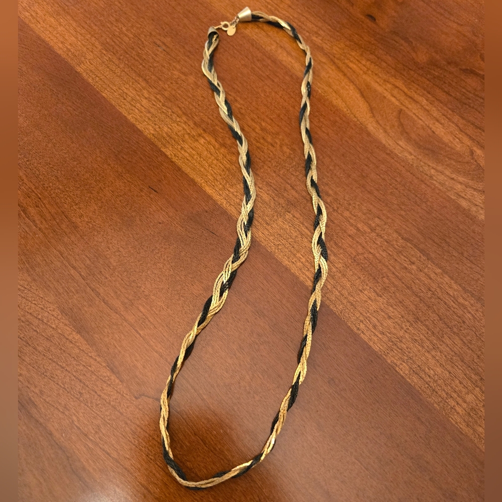 Vintage Black & Gold Citation Necklace